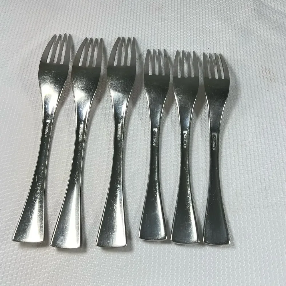 Oneida stainless steel flatware dinner and salad forks set 6 total